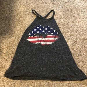 Grey American flag tank top